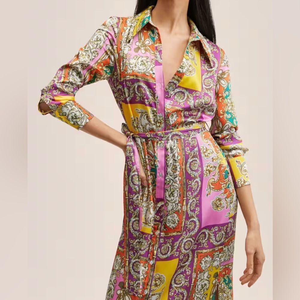 Mango Baroque Print Dress Travolta 2 Nwt In Packaging